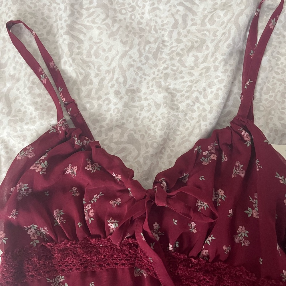 No Boundaries Burgundy Floral Maxi Dress - Picture 3 of 6